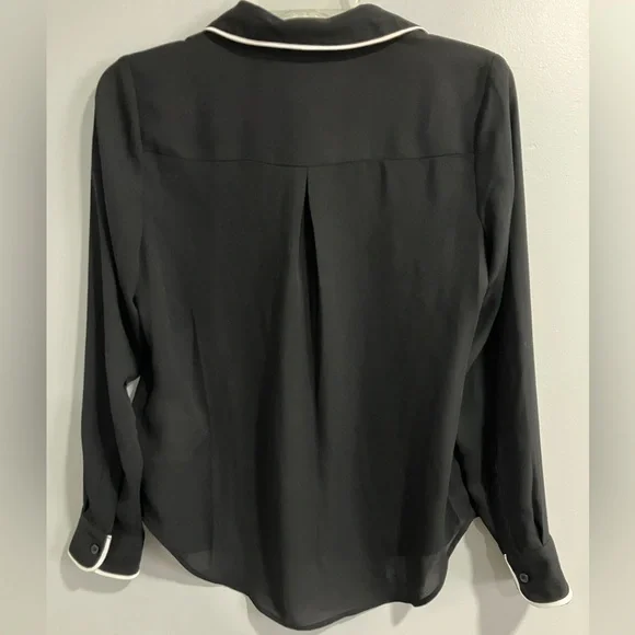 DKNY blouse with white trim and bow tie detail - Picture 3 of 6